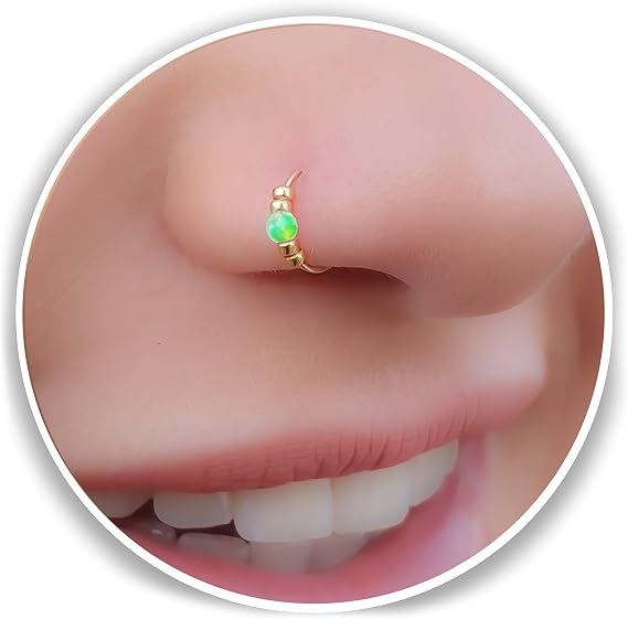 Ultra Thin Opal Nose Ring