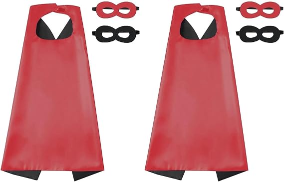 Kids Superhero Cape Mask Set - Hero Costume Fancy Dress Cosplay - Party Dress Up Supplies for Boys & Girls