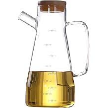 Bambu Kapaklı Borosilikat Cam Yağdanlık - 900 ML, Dayanıklı Vakumlu Kapaklı Cam Yağdanlık ve Sirkelik, Mutfak Kullanımı İçin