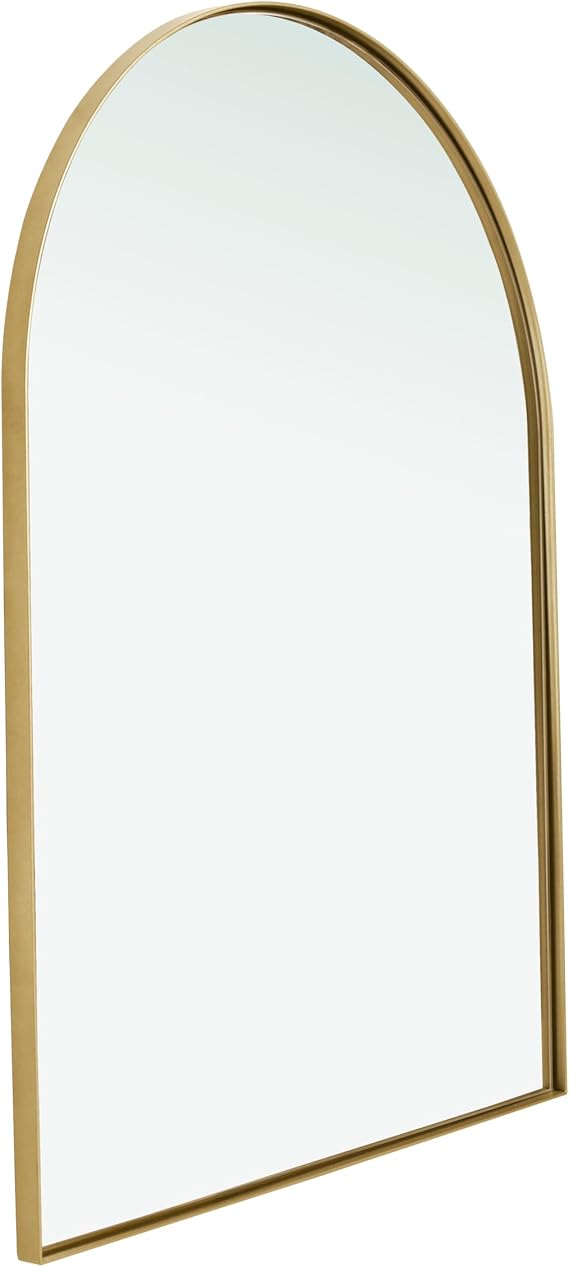 Arch Wall Mirror 70x50cm, Metal Framed Wall Mounted Mirror - Gold