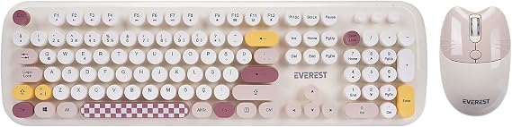 Everest KM-6284 WHISKER Renkli Tuşlu Kablosuz Q Klavye + Mouse Set