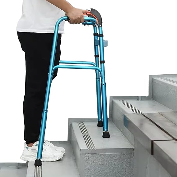 Foldable standard walker, Foldable walking frame, Stair climber aluminum folding walker, Walking mobility aid, Stair lift aid for seniors, Walking aid for the elderly