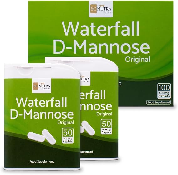 Waterfall D-Mannose Caplets (Easy to Swallow Tablets & Alternative to D-Mannose Capsules) 500mg | SC Nutra - 100 Count