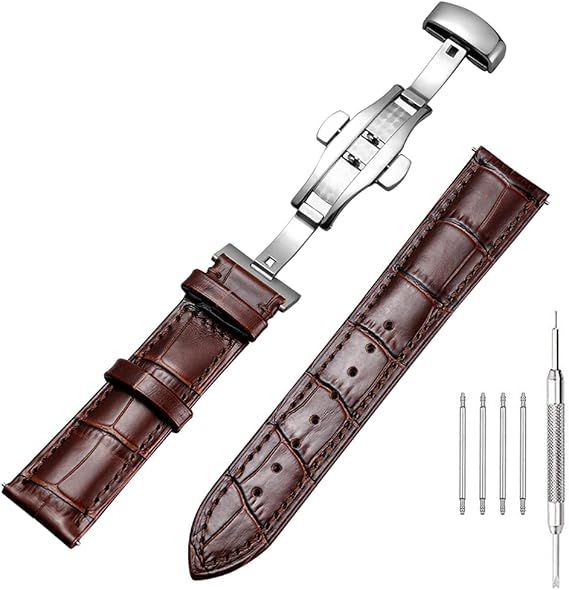 Hakiki Dana Derisi Saat Kayışı, Timsah Tanecikli Dağıtım Kelebek Toka Erkek Kadın için Yedek Kayış 18 mm 20 mm 22 mm 24 mm