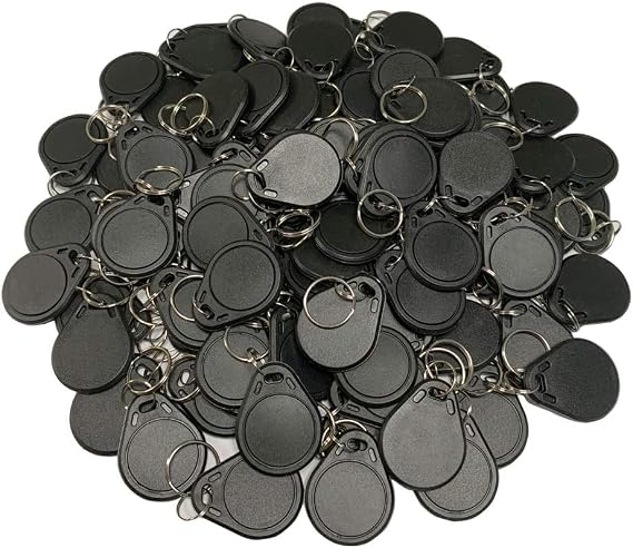 (Pack of 100 Waterproof ABS 13.56MHz ISO14443A MF Classic 1K NFC RFID Token,RFID Keyfob,RFID Tag (Black)