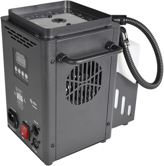 QTX VertiBox Compact Vertical LED Fog Machine | Portable Party Smoke & Light Effect for DJs, Home Disco, Stage, Xmas & Halloween | Wireless Remote, DMX, RGB LED