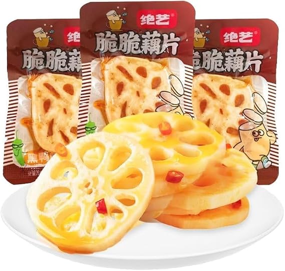 Instant Vegetables Snacks & Side Dishes, Spicy Crispy Lotus Root Slices, Pickled Vegetables, Spicys Strips Snacks, Chinese Snack Gifts, Seasoned Dishes (Sweet and Spicy Flavor,50 Bags)