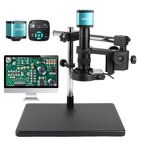 Soldering Microscope 4K UHD Electronic Digital Microscope IMX327 HDMI USB Soldering Camera 130X 150X 180X Zoom Lens for PCB Repair Tools(4K 48MP IMX327 HDMI+150X Small Base)