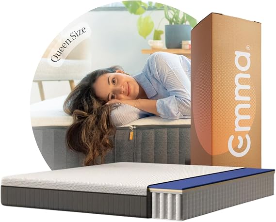 Emma Hybrid Premium Queen Size Mattress 150 x 190 cm Memory Foam & Springs Mattress in Box German Technology & 100 Nights Test