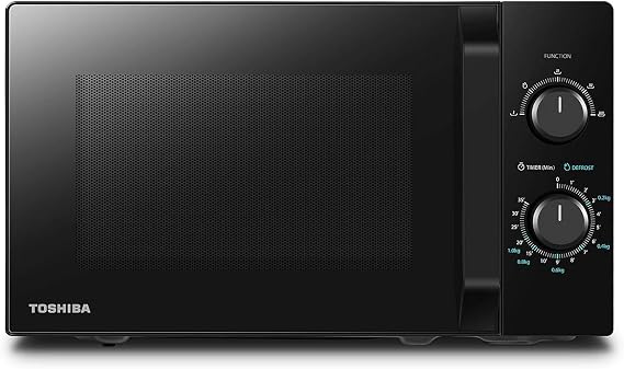 Toshiba MW2-MM20P(BK) 20L Freestanding Microwave 700W 5 Power Levels with Easy Defrost LED Interior Lighting Black