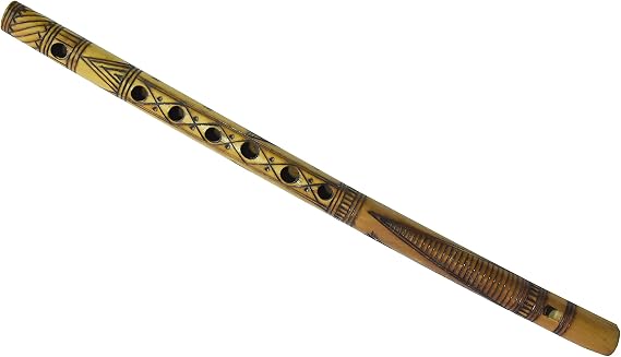 Decorative Traditional Handmade Hand carved Wooden Bamboo Flute Basuri Indian Musical Instrument for Gifting and Decoration (Design Flute)