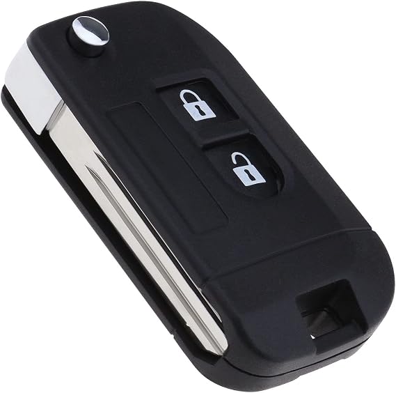 Create idea 2 Button Remote Flip Key Shell Compatible with Micra Note Navara Qashqai Murano Patrol X-Trail Almera Folding Remote Key Fob Case Cover with Uncut Blade