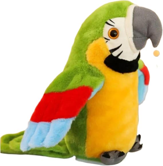 Talking Parrot, Repeat What You Say Parrot Toys, Speaking Stuffed Animals Plush Toy Electronic Record Animated Bird Shake Wing Talking Toys, Green, Plush Interactive Toy Figures
