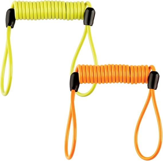 2PCS Disc Lock Reminder Cable,Bright Coiled Disc Lock with Strong Visibility,Anti Heft Motorbike Accessory for Daily Commuting and Travel(Yellow&Orange)