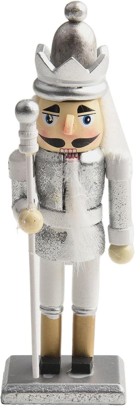 Silver Wooden Nutcracker 16cm for Holiday Party Decor(silver)