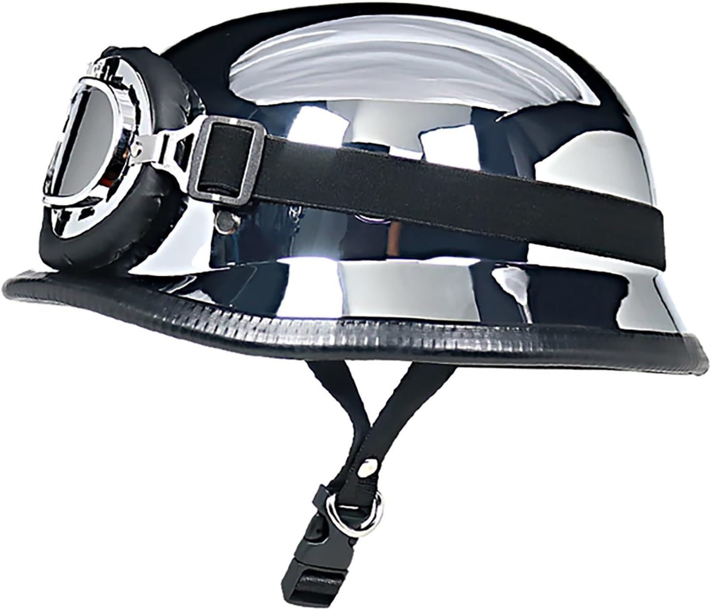 EBAYIN Motorcycle Helmet Vintage German Style Half Helmet With Goggles Men Women Moped Helmet DOT Approved Cruiser Chopper Scooter Helmet Vintage Jet Helmet(Silver,XXL=(63~64cm))
