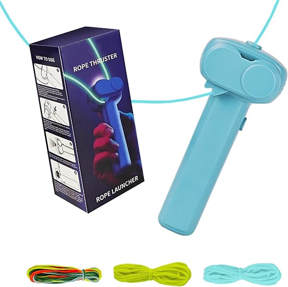 Electric String Rope Launcher Toy - Fidget String Launcher Toys, Cool Lasso Loop Stuff , Cool String Launcher Toy, Glow In the Dark Rope Toy for Adults, Blue