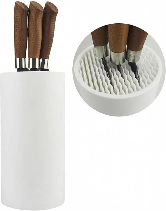 White Universal Knife Block Without Knives for Kitchen Countertop