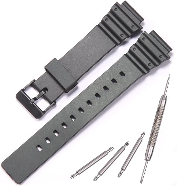 Resin Strap Compatible with Casio MRW-200H Watch Band Men's Women's Replacement Black Rubber Wristwatch Bracelet