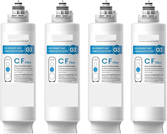 Compatible For Waterdrop, WD-G3-CF Filter, Replacement Water Purifier Cartridge For WD-G3-W, WD-G3P600 And WD-G3P800-W Water Filtration(4Pcs)