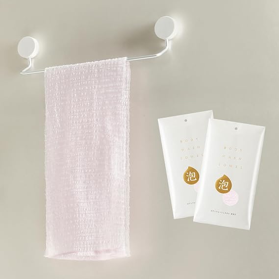 SHIMOYAMA Exfoliating Bath Towel, 2 Pack, Nylon Japanese Shower Towel, 100cm Extra Long Back Scrubber Washcloth for Men Women (Pink)
