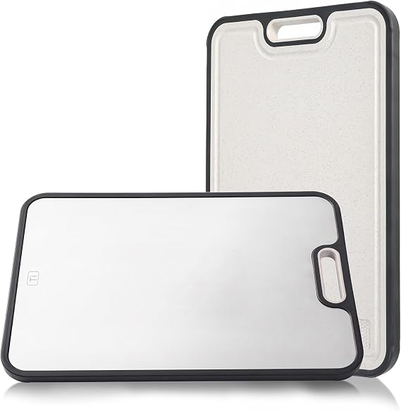 Titanium Cutting Board for Kitchen, Double Side Large Cutting Board for Meats, Fruits and Vegetables, Chopping Board with Juice Groove, 38.5x26.5cm
