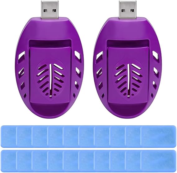 USB Mosquito Repellent Plug In, 2PACK Portable USB Powered Insect Repellent Plug In with 90 Mosquito Tablets, Electric Mosquito Repeller for Indoor, Outdoor, Hiking, Garden, Home, Travel-Purple