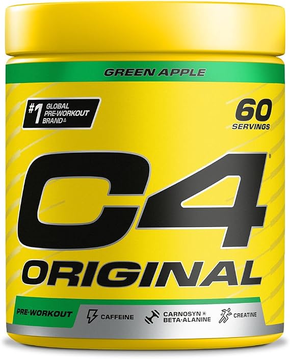 C4 Original Beta Alanine Sports Nutrition Bulk Pre Workout Powder for Men & Women | Best Pre-Workout Energy Drink Supplements | Creatine Monohydrate | Green Apple | 60 Servings