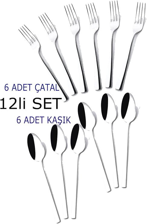 12'li Set Paslanmaz Çelik Çatal Kaşık Seti