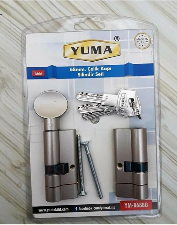Yuma 68 mm Çelik Kapı Kilidi Silindir Barel 2'li Seti