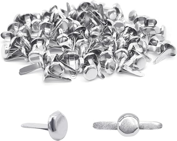 BlingKingdom 100pcs Silver Split Pins Pastel Metal Brad Fasteners Mini Brads Round Brads for DIY Crafts Projects Scrapbooking Office (8mm x 15mm)