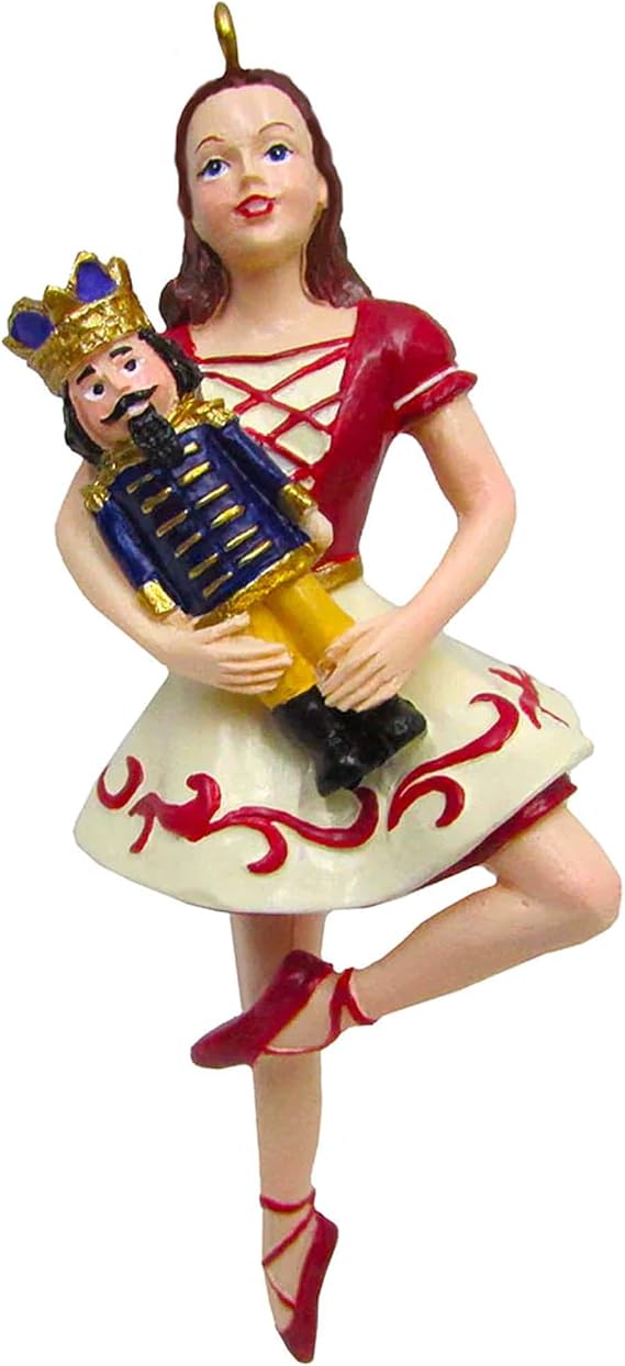 Nutcracker Ballet Gifts Clara Nutcracker Doll Figure Ornament, Christmas Tree Holiday Decorations, Home Decor, Red and Green, 4-inch