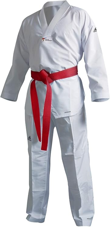 adidas Taekwondo Eco Fighter Uniform WT Approved 100% Polyester Ultralight White V Neck