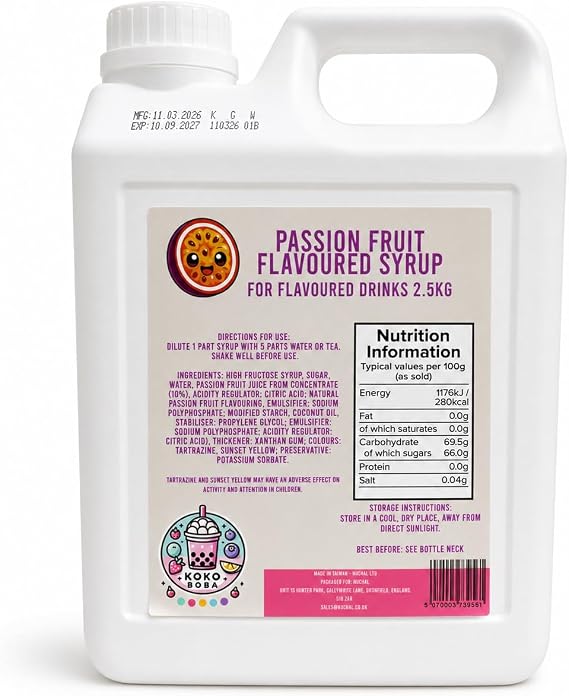 Passion Fruit Flavoured Bubble Tea Syrup by Koko Boba - 2.5kg - Catering Size
