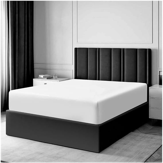 300 Thread Count Double Fitted Sheet- 25 cm Soft Luxury Bedding Sheet- 100% Egyptian Cotton Fitted Sheet- White