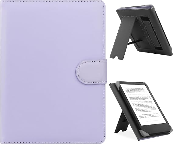 HoYiXi Universal Case For 6.8" ,7" eReader,Compatible with Kindle /Kobo Clara HD/Kobo Clara 2E/Paperwhite/PocketBook/Tolino eReader,Leather Stand Cover for 6"-7'' E-Book Reader,Purple