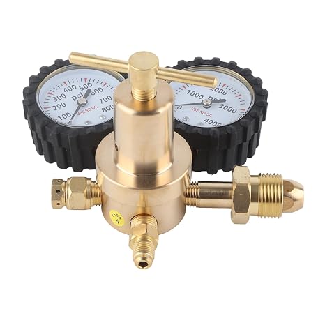 Professional Nitrogen Gas Regulator with Dual Gauge 0-800 PSI – CGA580 Inlet High Flow Pressure Regulator for Industrial & Lab Use