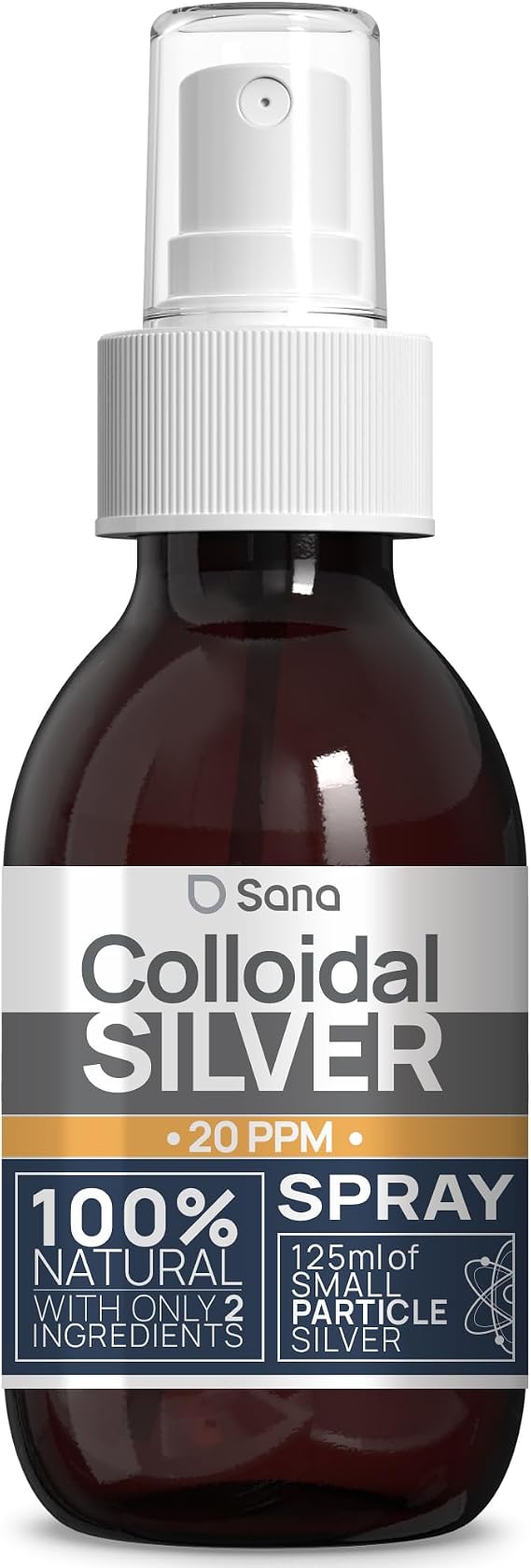 Colloidal Silver Spray 20 PPM 125ml ● for Humans & Dogs ● Highly Efficient Silver Water for Best Results : Topical use ● Carbon Neutral ● 100% Natural (125 ML)