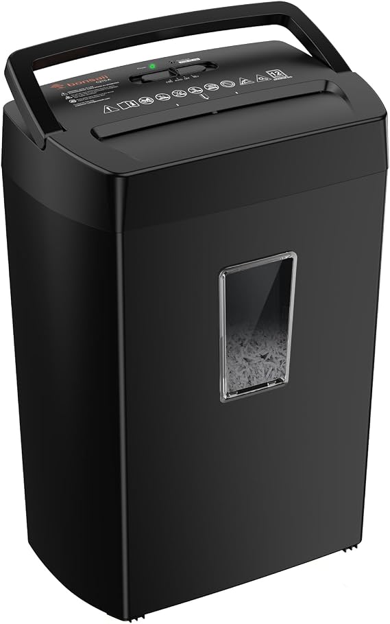 Bonsaii 12-Sheet Cross-Cut Heavy Duty Paper Shredder for Home Office