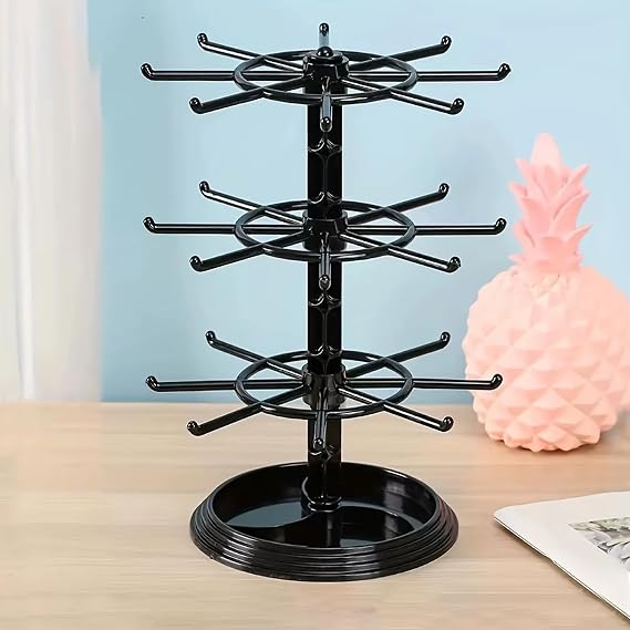 Microcase 3 Katlı Geniş Kapasiteli 360 Derece Döner Başlıklı Takı Aksesuar Standı AL5460 (Şeffaf)