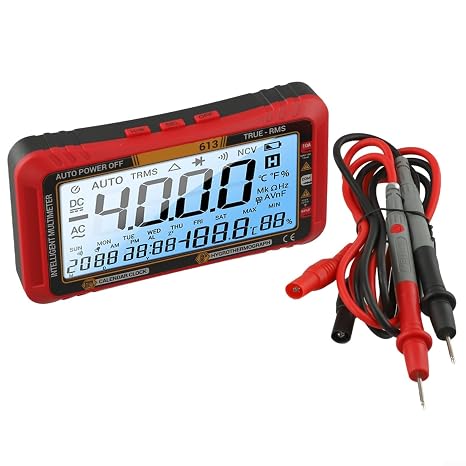 TRMS Digital Multimeter Tester 4000 Counts Auto-Ranging Volt Meter for Electrical Circuit Diode Continuity Check with LCD Backlight(613 Red Screen)