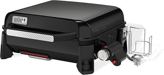 Weber SLATE GP 43 Premium Plancha Gas Grill, 43 x 41cm Cooking Area, Portable, Even Heat, Porcelain-Enamelled Non-Stick Grill Surface, Adjustable Legs - Black (1500540)
