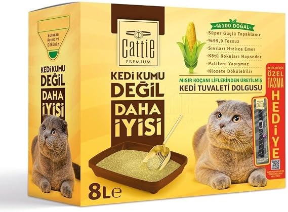 Cattie Süper Topaklanan Mısır Koçanı Kedi Tuvaleti Dolgusu 8 LT