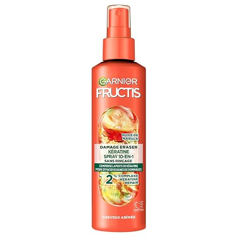 GARNIER Fructis – Spray Stop Aggression – Pflege angereichert mit Amlaöl und pflanzlichem Keratin geschädigtes Haar ohne Ausspülen 150 ml