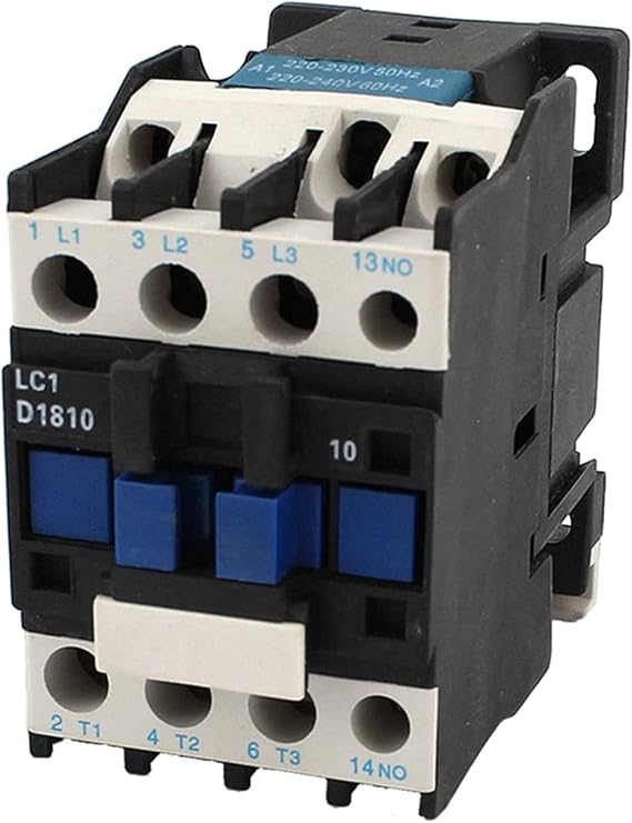 contactor AC Contactor AC220V Coil 18A 3-Phase 1NO 50/60Hz Motor Starter Relay LC1 D1810 Black
