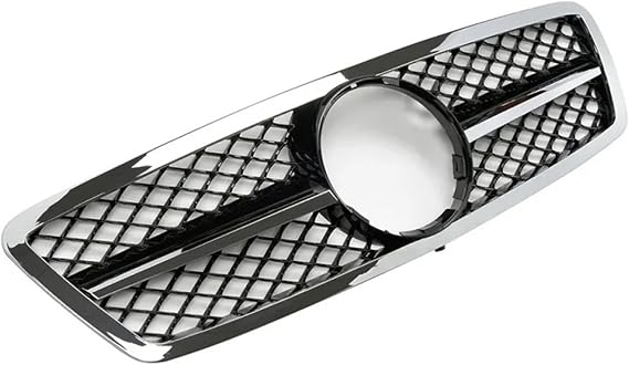 Double Bridge Grill For Benz C-Class W203 2001 2002 2003 2004 2005 2006 2007 C200 C240 C320 Front Inlet Grille Racing Bumper Grill front center radiator grill(Chrome Silver)