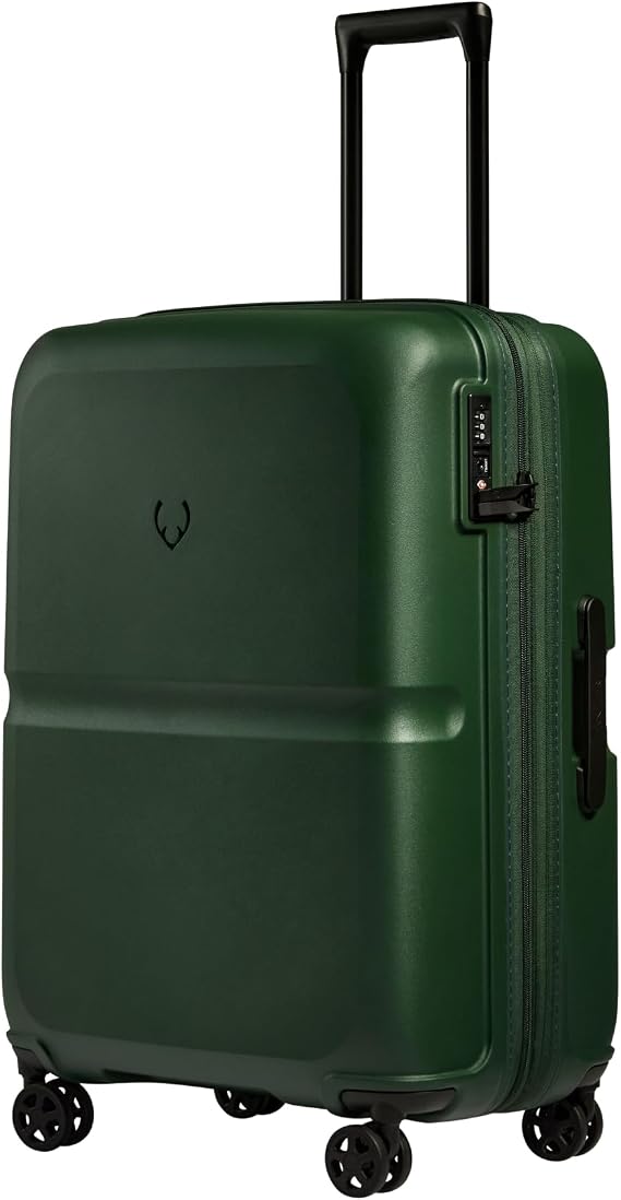 ANTLER - Single Stripe Hard Shell Medium Suitcase - Durable, Lightweight & Expandable, 4 Spinner Wheels - Adjustable Handle, TSA Lock, 68cm - Green