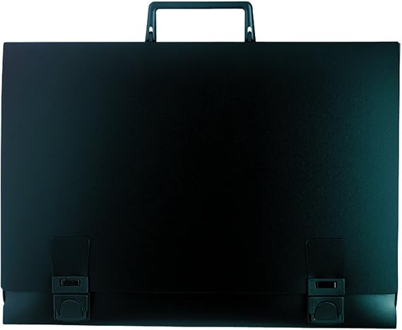 Exacompta 59101E Drawing Folder with Handle Made of Solid 1.2 mm Thick Plastic Lockable DIN A3 Black 2.8 cm Spine Width Ideal for Transport and Storage