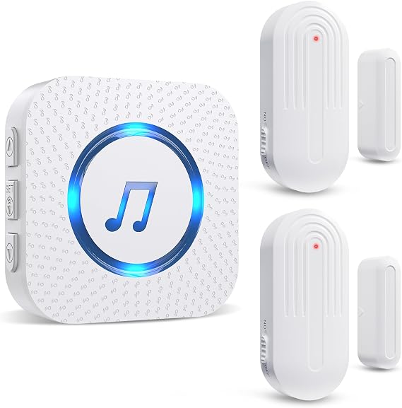 SANJIE Wireless Door Open Alarm Sensor Chime,1 UK Plug-in Receiver 2 Sensor