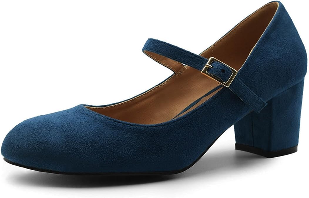 Womens Mid Block Heels Mary Jane Ankle Strap Court Shoes Ladies Comfort Support Work Pumps Formal Smart Office Low Heeled Strappy Slip On Cushioned Dolly Wide Fit Extra Wide Fitting Width Light Shoes